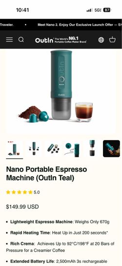 OutIn Nano Portable Espresso Machine (OutIn Teal)