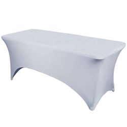 Silver Spandex Rectangular Table Cover – 72" x 29" (Fitted Stretch Tablecloth)