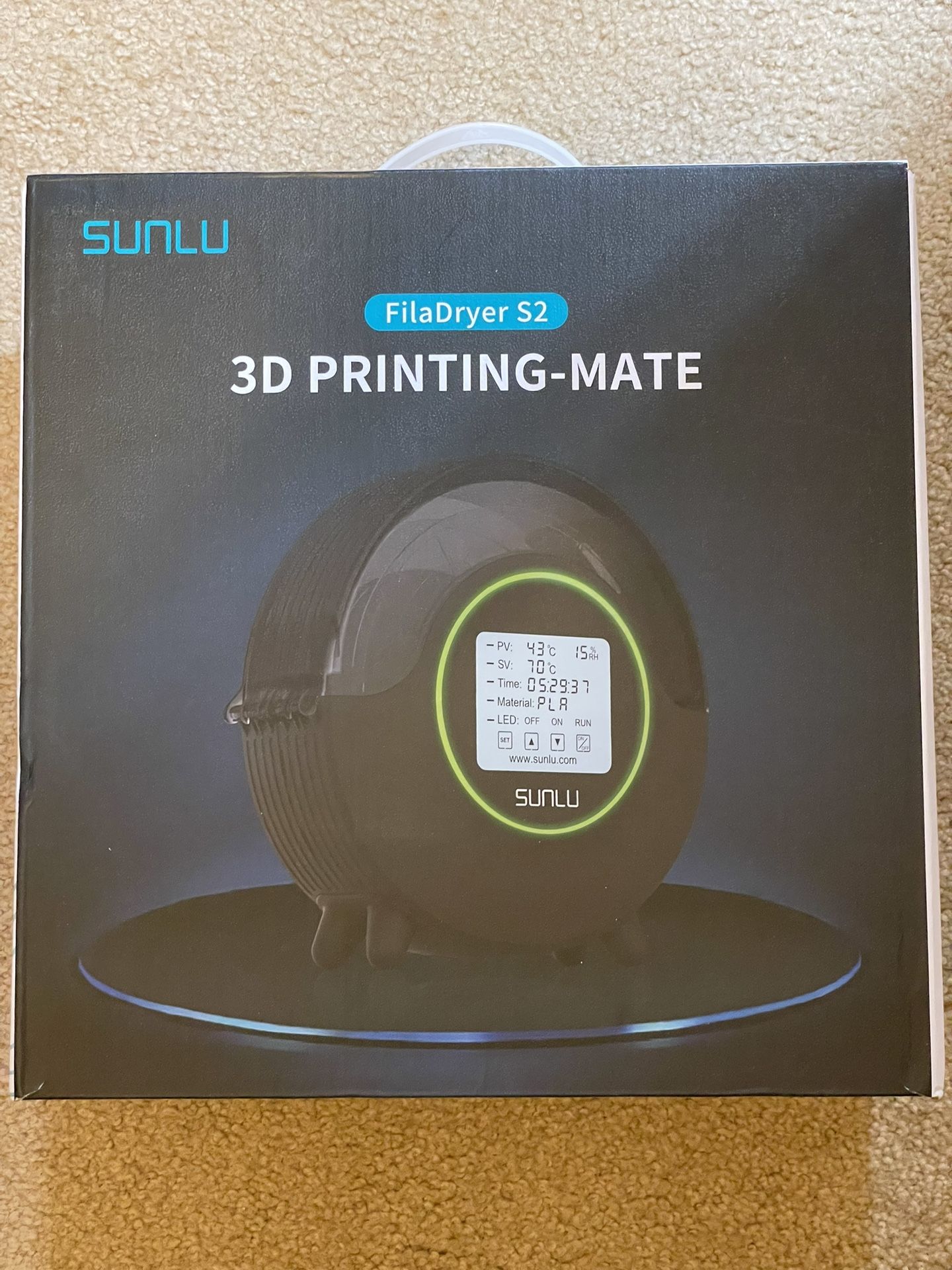 SUNLU 3D FilaDryer S2 Printing Matte Filament Dryer, 360° Surround Heating During 3D Printing
