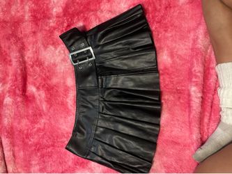 Black leather mini skirt w shorts  underneath size L