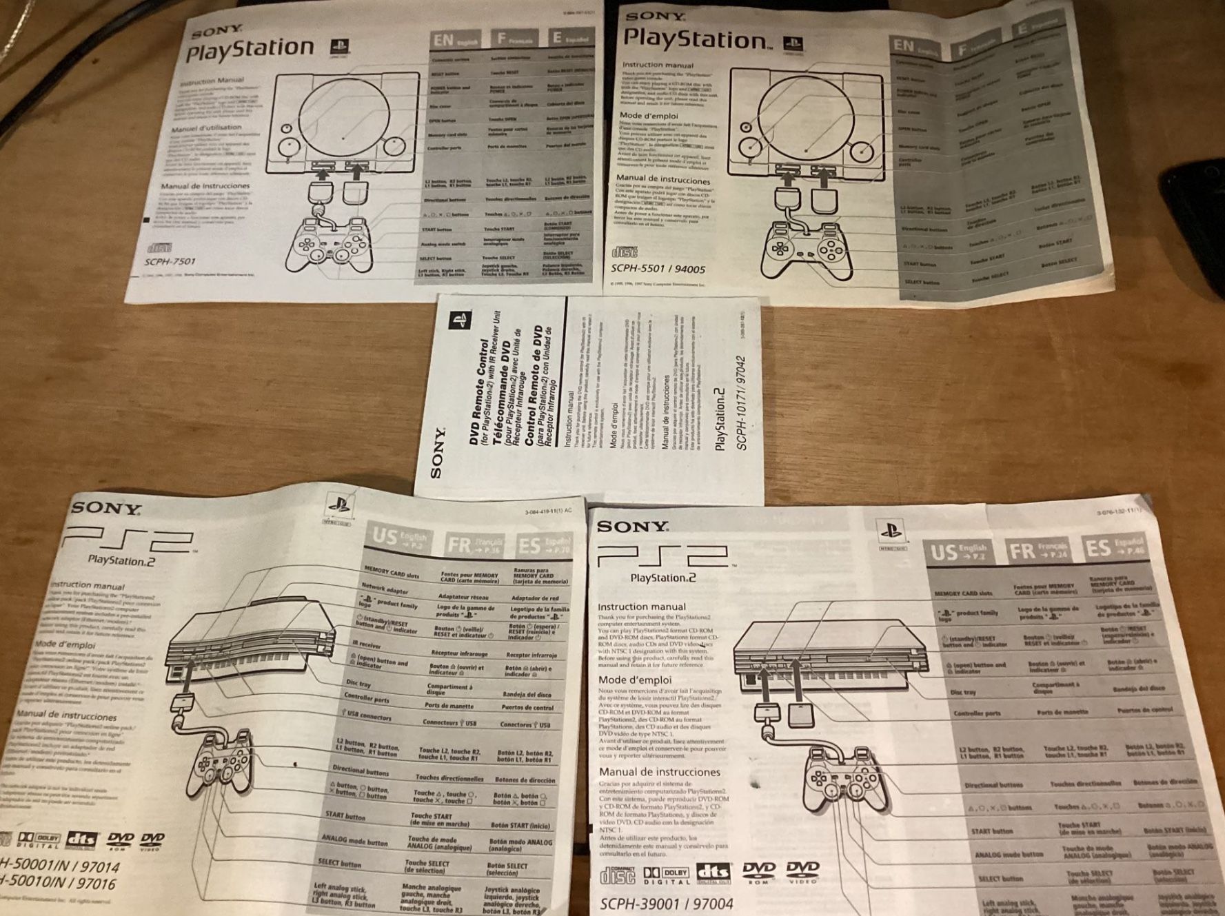 Sony PlayStation 1 & 2 instruction manuals scph- 3901,500001/n,5501,7501,&10171