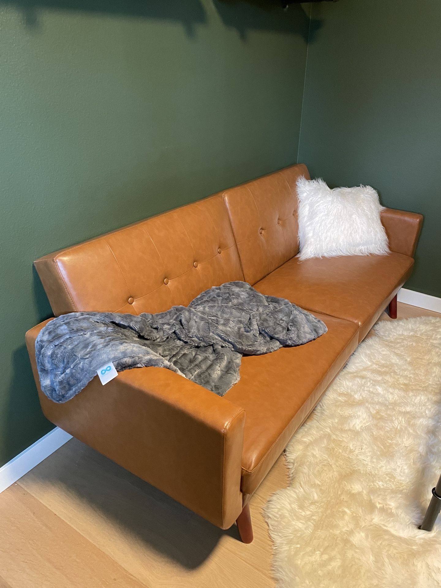 Brown Faux Leather Couch
