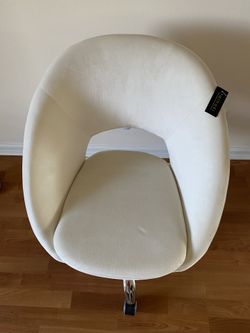 Ivory Velvet Modern Task Chair with Ergonomic Design