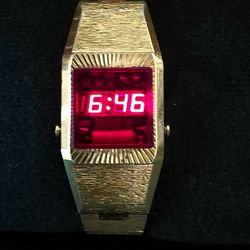 VTG Sanyo Sears Roebuck A6 Led Digital Date 20mm Women's 6" Watch Japan WORKS