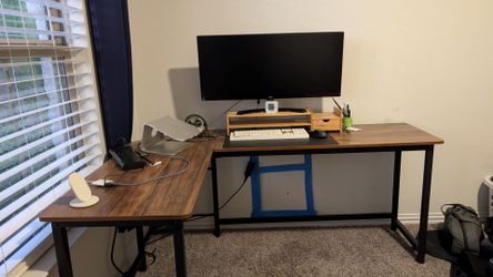 Vintage L-Shaped Corner Desk Computer Laptop Study Table Workstation Home Office