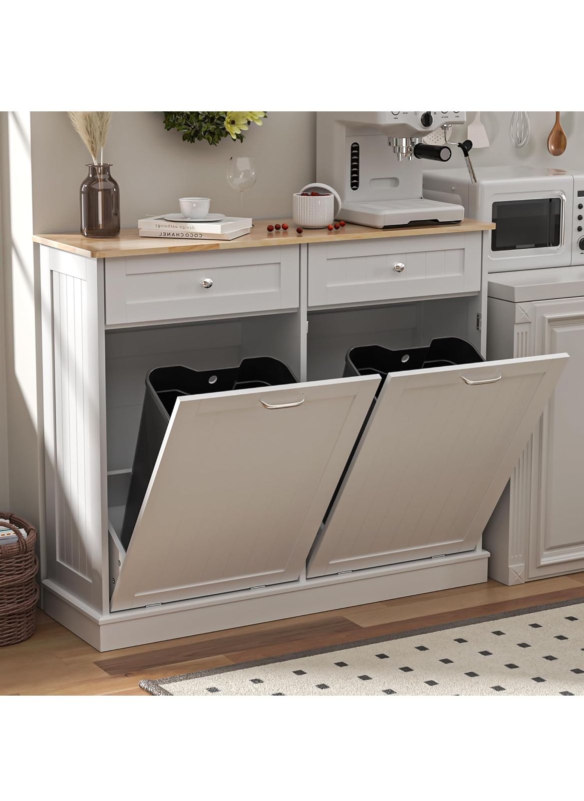 Double Trash Can Cabinet