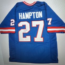 Rodney Hampton Signed Custom NY Giants Jersey BECKETT BAS Arkansas Razorbacks