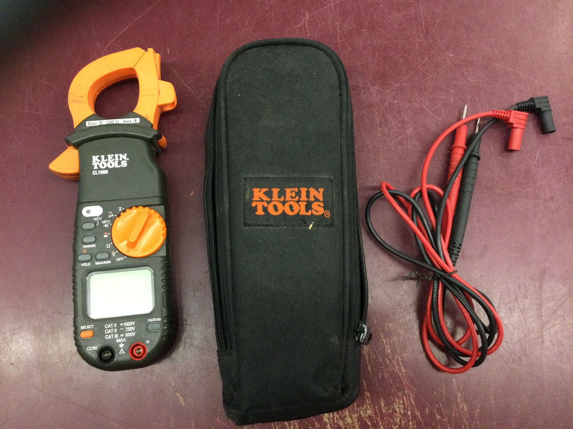 Klein Tools Clamp Multimeter CL1000 With Leads And Case Voltmeter Electrician HVAC