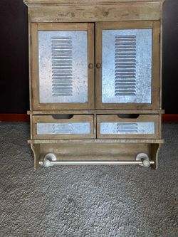 Industrial farmhouse pie safe cabinet