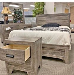 Queen Size Bed Frame Dresser Mirror And Nightstand All New $650