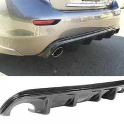 Fits 14-17 Infiniti Q50 Sedan Rear Bumper Lip Diffuser Carbon Fiber Print ABS