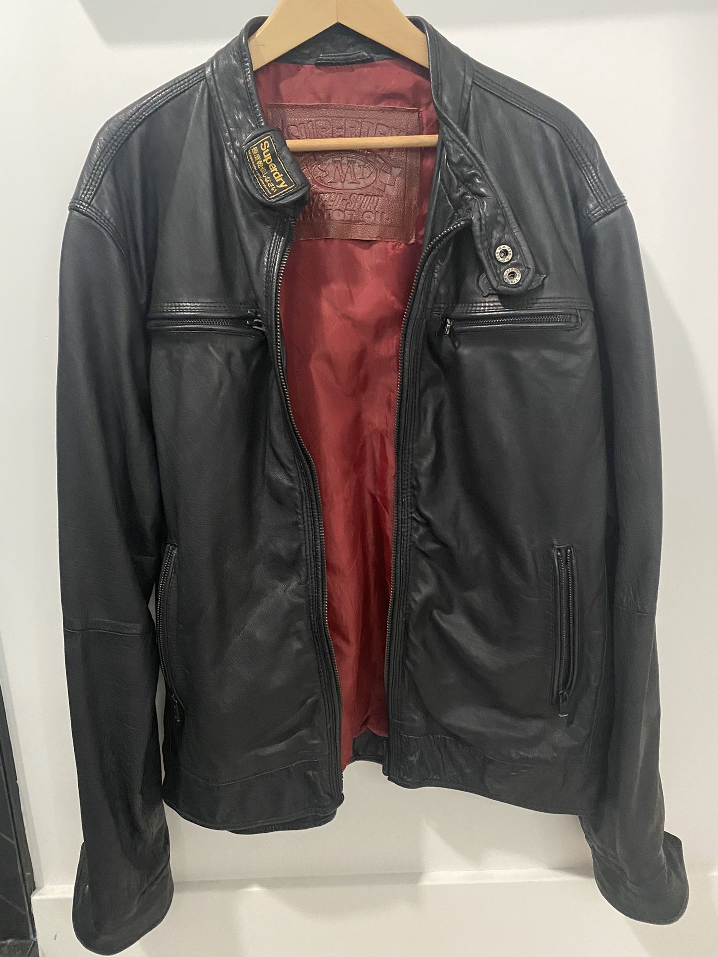 Superdry Men’s Leather Motorcycle Jacket XL 