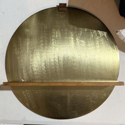 Modern Decorative Round Accent Floating Shelf Circle Display Wall Metal Frame and Wood Shelf