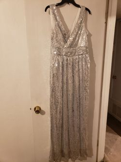 Silver Sequins Long Dress New