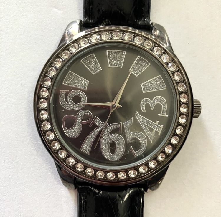 Black and Silver Rhinestone Watch