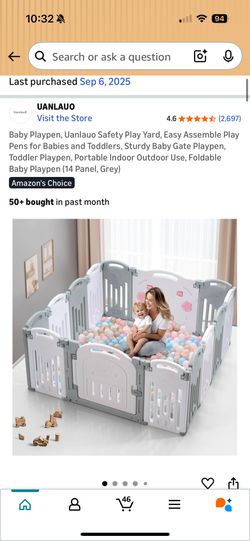 14 Piece Baby Plastic Playpen Set White And Grey