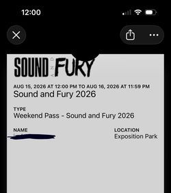 sound and fury 2026weekend pass