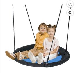 ZenSports Columpio de Árbol Tipo Platillo para Niños de 40" Columpio de Telaraña – Ajustable para Patio Exterior Máx. 440 Lb, Azul