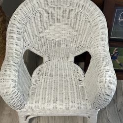 Vintage Child's White Wicker Armchair- Mint