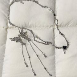 Silver Necklace with Heart Charm + Accessories