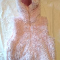 Little Girl's Pink Faux Vest W/ Hood *New*
