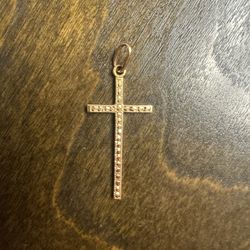 14k Yellow Gold Cross Pendant For Necklace 1,9 Grams