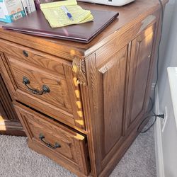 Vintage Oak 2-Drawer Lateral File Cabinet
