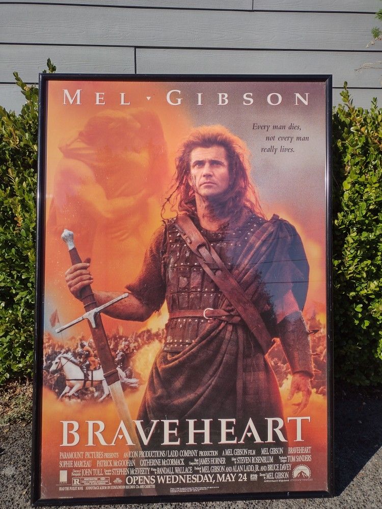 Framed Vintage Braveheart Poster Circa 1996