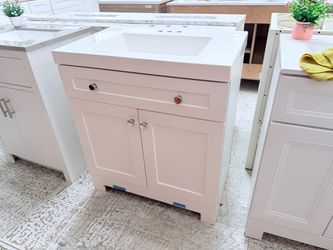 White bathroom vanity 30in
