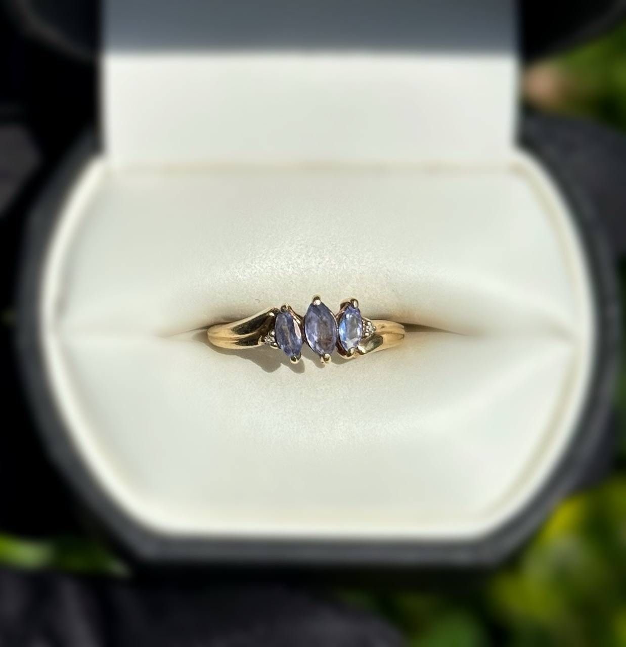 Jewelry 10k solid yellow gold purpurite stones 0.40CTW ring size 6.00