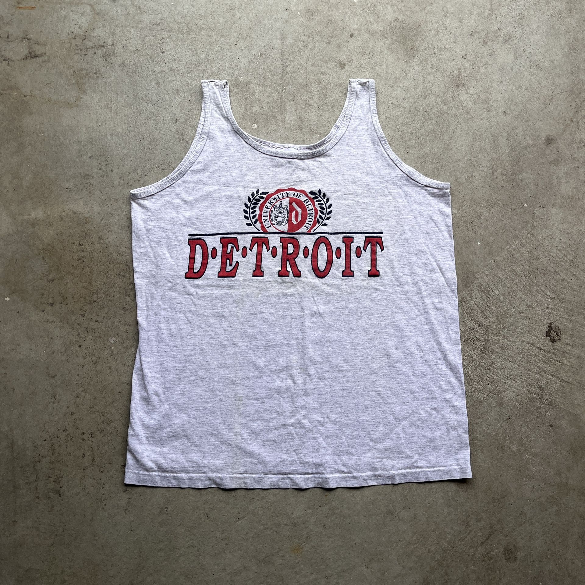 Vintage 90’s Made In USA University of Detroit Gray Tank Top