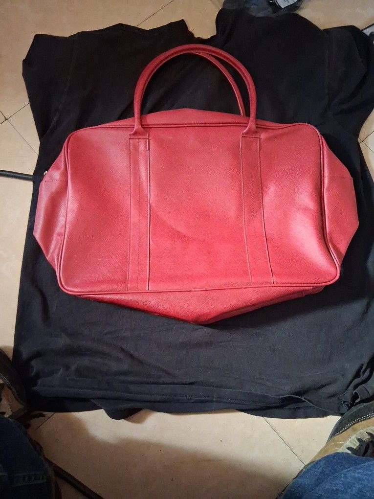 Estée Lauder Red Tote Handbag Faux Leather Clutch