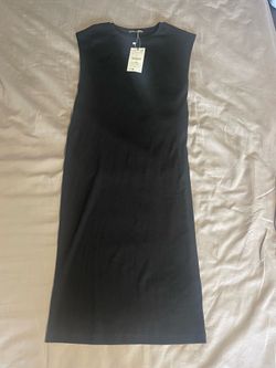New Zara Black Sleeveless Crewneck Midi Dress