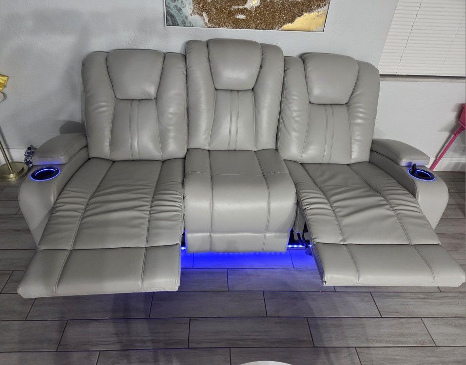 Leather Power Recliner Couch