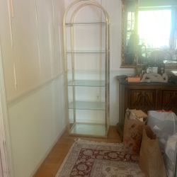 Glass And Brass Bookcase 