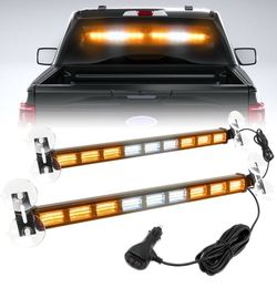 Switchable 4-Colors Emergency Strobe Traffic Advisor Light Bar LED Windshield 2 in 1 Visor Safety Warning