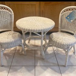 Children's 3 Piece Vintage Wicker Table and Chair Set NEW - 1 Table and 2 Chairs NEW 