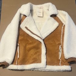 Fashion Lambswool Tan Suede Jacket In Excellent Condition New With Tags  (Small)