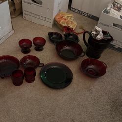 Red Hockey Ruby Antique Glass Out Her , 2 Cups2 