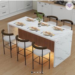 Modern Marble Pattern Kitchen Island With LED lighting