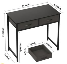 Small Black Computer Desk with 2 Drawers – Compact Home Office Desk