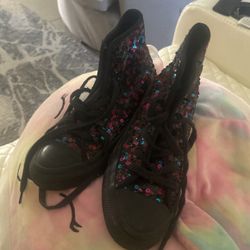 Authentic Converse Black With Sequins