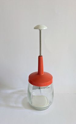 Chopper Food Chopper 1960s Red Plastic Top Stainless Steel Blade Glass Jar