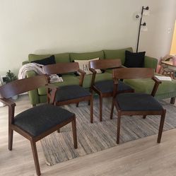 Walnut Chairs With Free Rug - 4 Dinning Chairs 