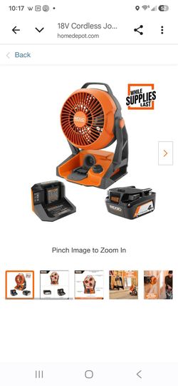 RIDGID 18V Cordless Jobsite Fan Kit w/ 4.0Ah Battery & Charger