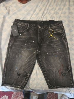 Karter Collection Baylor Charcoal Denim Shorts w/Paint (KARPK-310)


