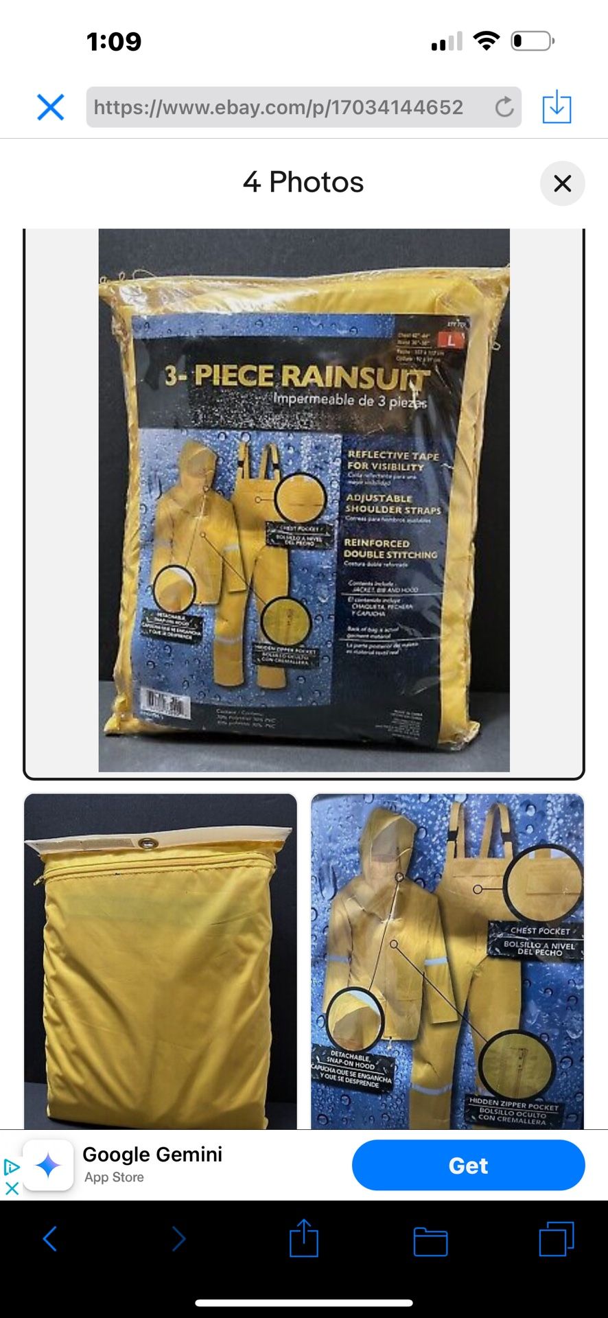 Rain suit 3 Piece Only Large New