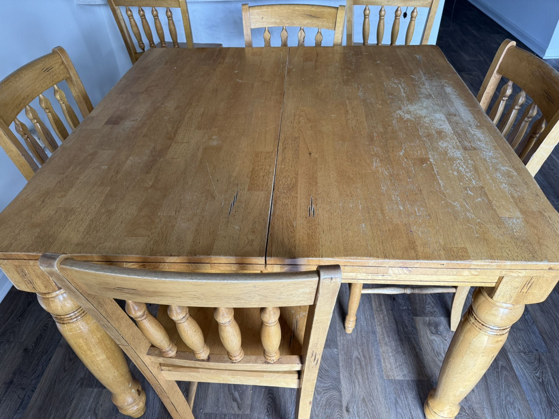 Tall Kitchen Table & 6 Chairs