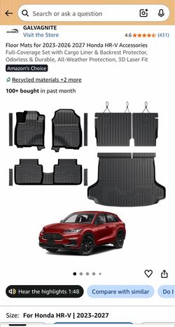 2023-2027 Honda Hr-v rubber mats