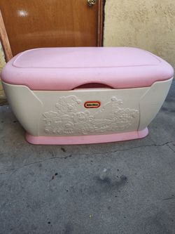 Vintage Pink White Little Tikes Tykes Toy Box Storage Chest